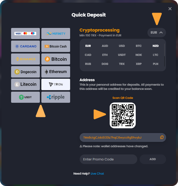 Deposit Crypto