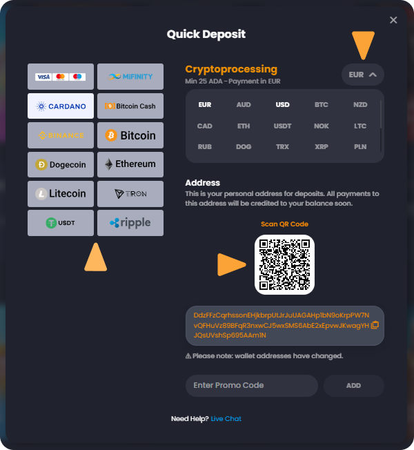Deposit Crypto