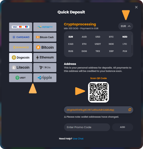 Deposit Crypto